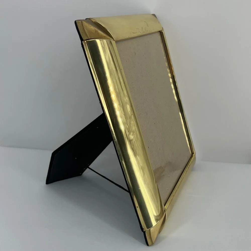 Gold Stand Alone Picture Frame Metal Vintage Brass 8x10 Distressed Art Deco
